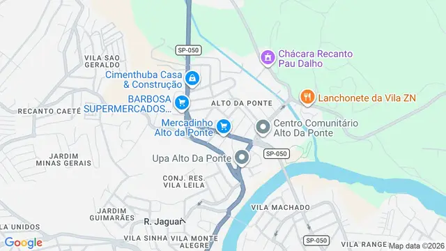 Mapa do bairro Alto da Ponte, São José dos Campos - SP