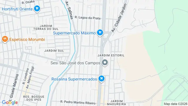 Mapa do bairro Bosque dos Eucaliptos, São José dos Campos - SP