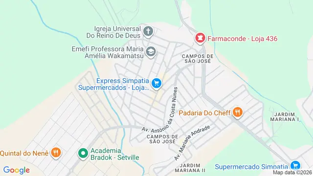 Mapa do bairro Campos de São José, São José dos Campos - SP