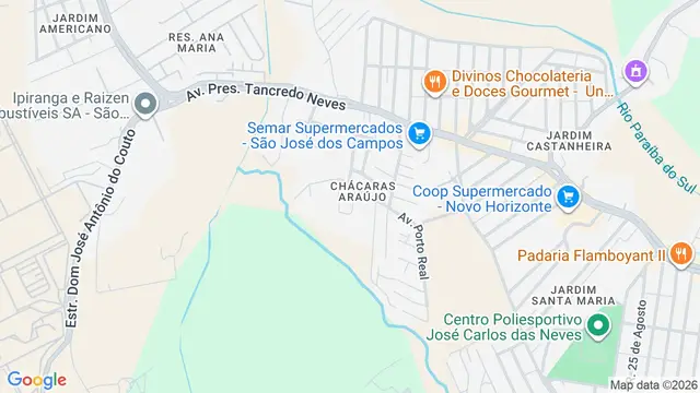 Mapa do bairro Chácaras Araújo I, São José dos Campos - SP