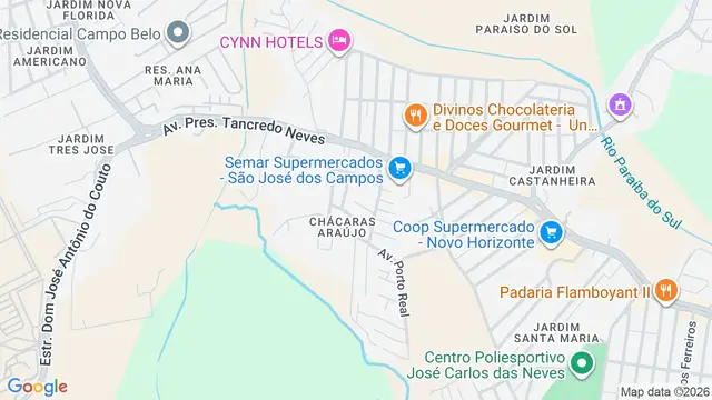 Mapa do bairro Chácaras Araújo II, São José dos Campos - SP