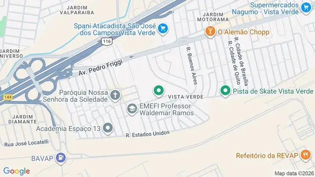 Mapa do bairro Cidade Vista Verde, São José dos Campos - SP