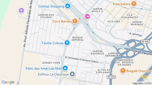 Mapa do bairro Condomínio Bosque Imperial, São José dos Campos - SP
