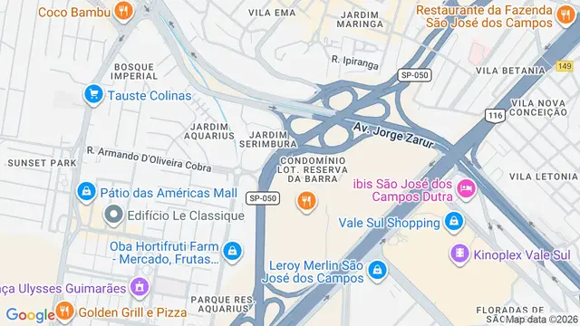 Mapa do bairro Condomínio Loteamento Reserva da Barra, São José dos Campos - SP - Rua Itacaré