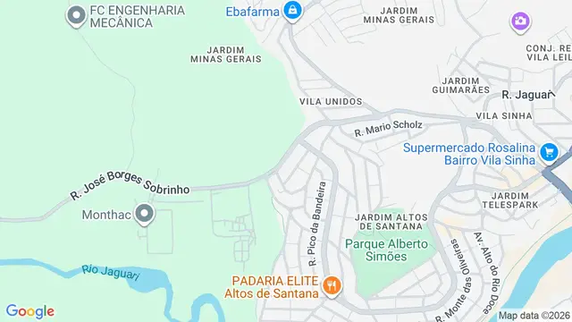 Mapa do bairro Condomínio Residencial Jaguari - Área 5, São José dos Campos - SP