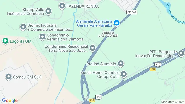 Mapa do bairro Condomínio Residencial Terra Nova, São José dos Campos - SP