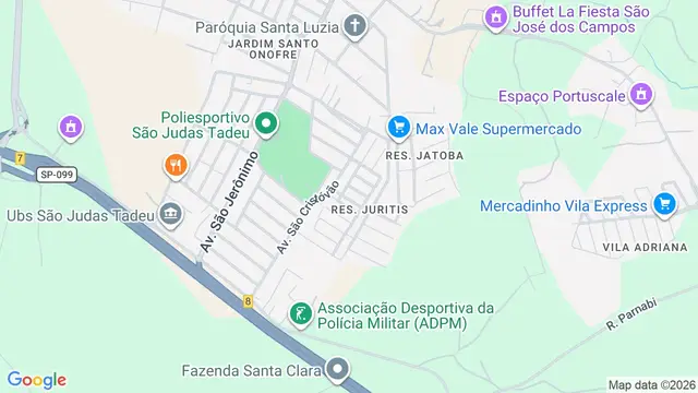 Mapa do bairro Conjunto Habitacional São José dos Campos A, São José dos Campos - SP
