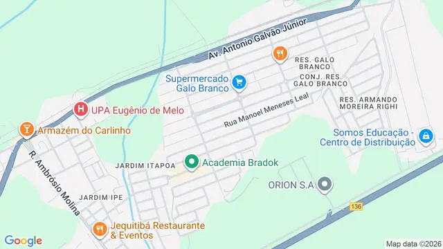 Mapa do bairro Conjunto Residencial Galo Branco, São José dos Campos - SP