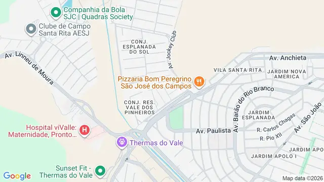 Mapa do bairro Conjunto Residencial Vale dos Pinheiros, São José dos Campos - SP