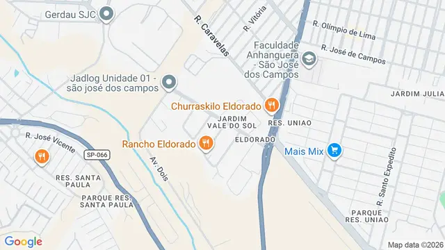 Mapa do bairro Eldorado, São José dos Campos - SP