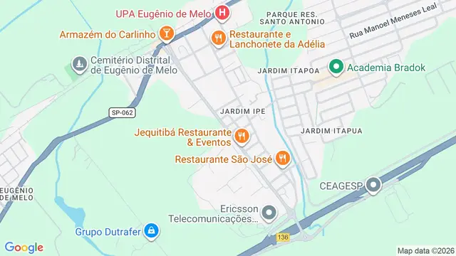 Mapa do bairro Eugênio de Mello, São José dos Campos - SP