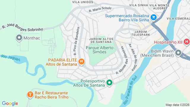 Mapa do bairro Jardim Altos de Santana, São José dos Campos - SP