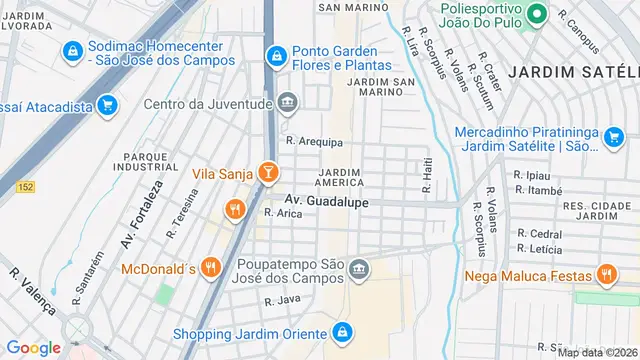 Mapa do bairro Jardim América, São José dos Campos - SP
