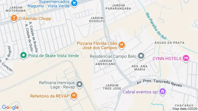 Mapa do bairro Jardim Americano, São José dos Campos - SP