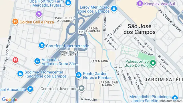 Mapa do bairro Jardim Anhembi, São José dos Campos - SP
