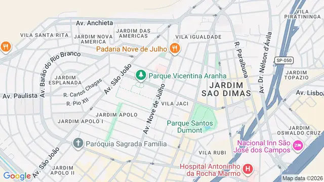 Mapa do bairro Jardim Apolo, São José dos Campos - SP