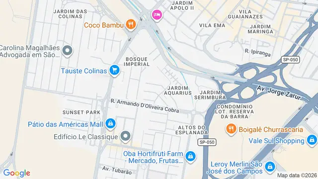 Mapa do bairro Jardim Aquárius, São José dos Campos - SP