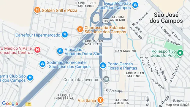 Mapa do bairro Jardim Azaléias, São José dos Campos - SP