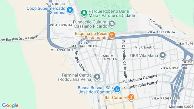 Mapa do bairro Jardim Bela Vista, São José dos Campos - SP