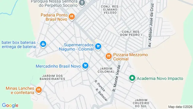 Mapa do bairro Jardim Colonial, São José dos Campos - SP