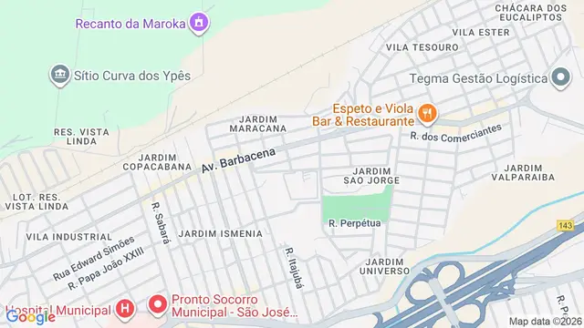 Mapa do bairro Jardim Copacabana, São José dos Campos - SP