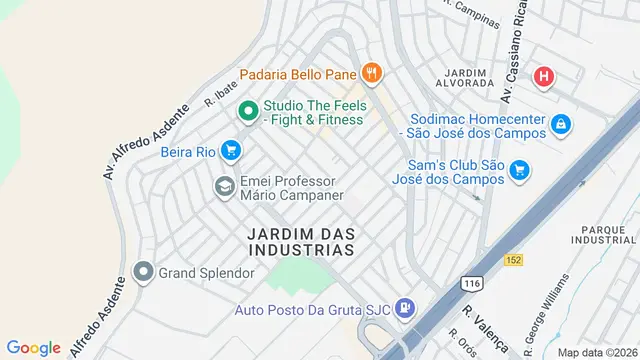 Mapa do bairro Jardim das Indústrias, São José dos Campos - SP