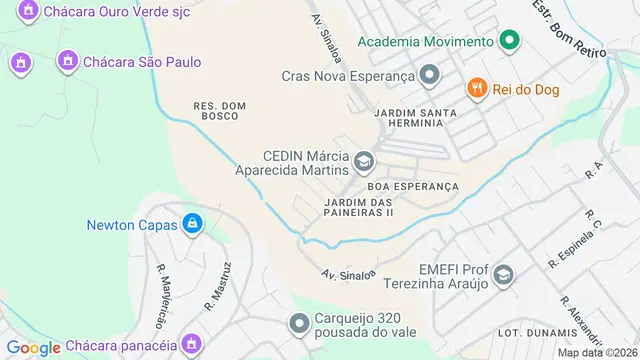 Mapa do bairro Jardim das Paineiras II, São José dos Campos - SP