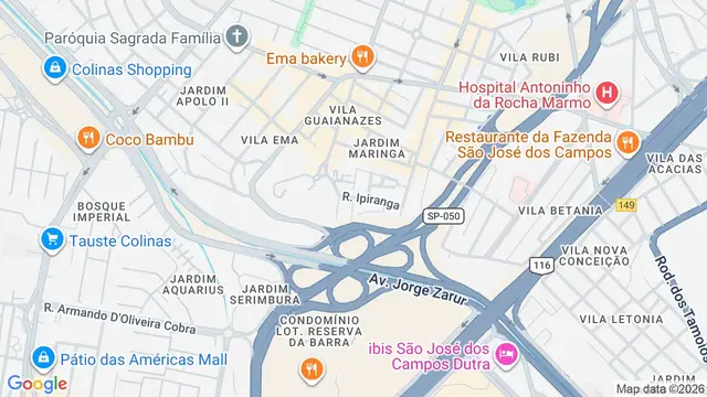 Mapa do bairro Jardim Fátima, São José dos Campos - SP