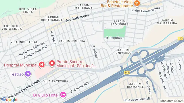 Mapa do bairro Jardim Ismênia, São José dos Campos - SP