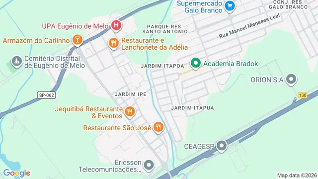 Mapa do bairro Jardim Itapoã, São José dos Campos - SP