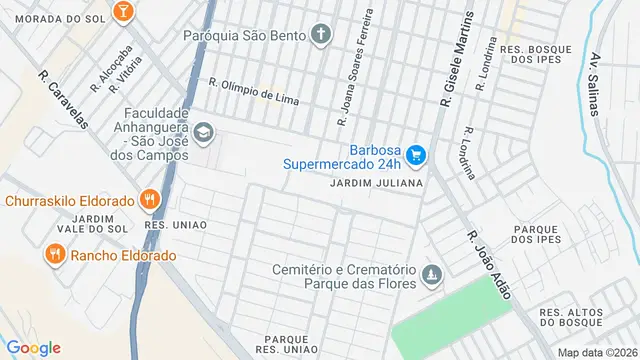 Mapa do bairro Jardim Juliana, São José dos Campos - SP
