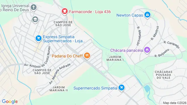 Mapa do bairro Jardim Mariana I, São José dos Campos - SP