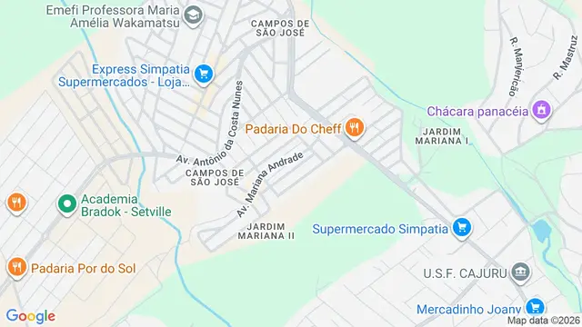 Mapa do bairro Jardim Mariana II, São José dos Campos - SP