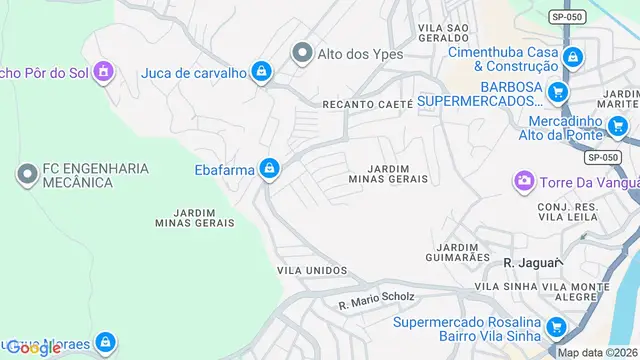 Mapa do bairro Jardim Minas Gerais, São José dos Campos - SP