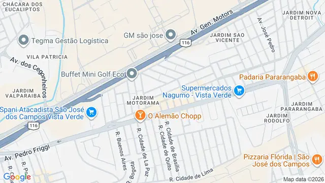 Mapa do bairro Jardim Motorama, São José dos Campos - SP