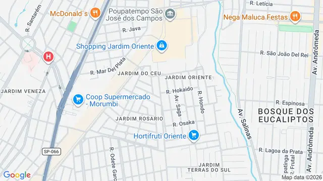 Mapa do bairro Jardim Oriente, São José dos Campos - SP