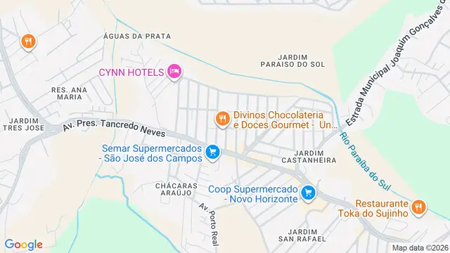 Mapa do bairro Jardim Paraíso do Sol, São José dos Campos - SP