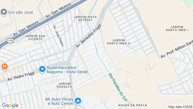 Mapa do bairro Jardim Pararangaba, São José dos Campos - SP