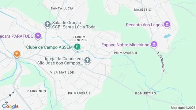 Mapa do bairro Jardim Primavera II, São José dos Campos - SP