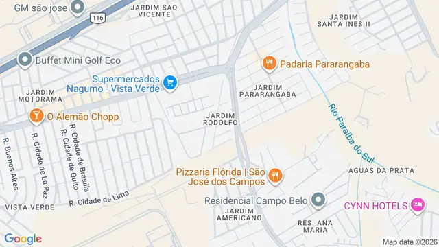 Mapa do bairro Jardim Rodolfo, São José dos Campos - SP