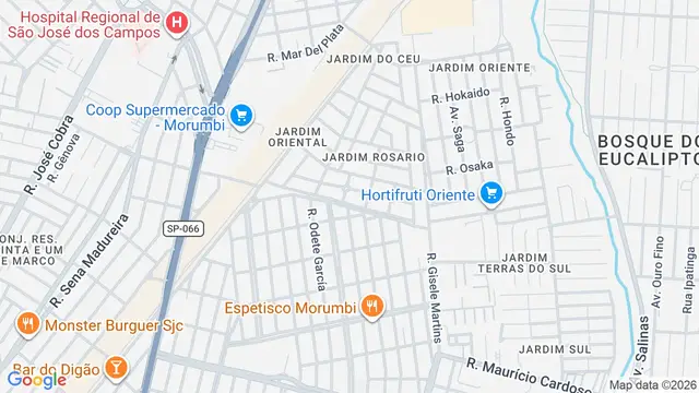 Mapa do bairro Jardim Rosário, São José dos Campos - SP