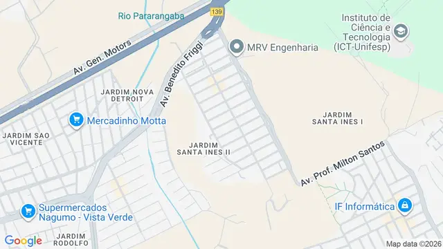 Mapa do bairro Jardim Santa Inês II, São José dos Campos - SP