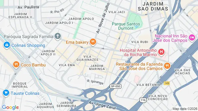 Mapa do bairro Jardim Santa Madalena, São José dos Campos - SP