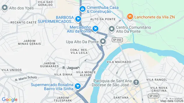 Mapa do bairro Jardim Santarém, São José dos Campos - SP
