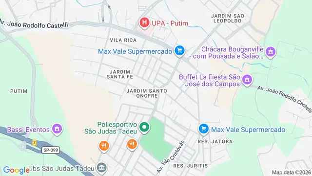 Mapa do bairro Jardim Santo Onofre, São José dos Campos - SP