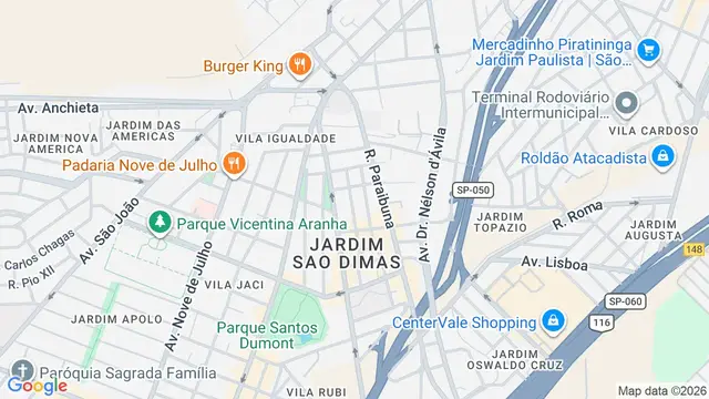Mapa do bairro Jardim São Dimas, São José dos Campos - SP