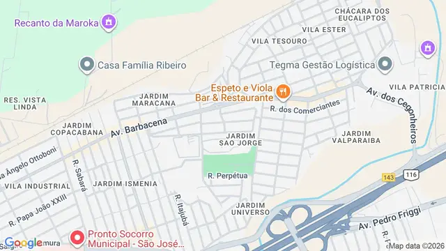 Mapa do bairro Jardim São Jorge, São José dos Campos - SP