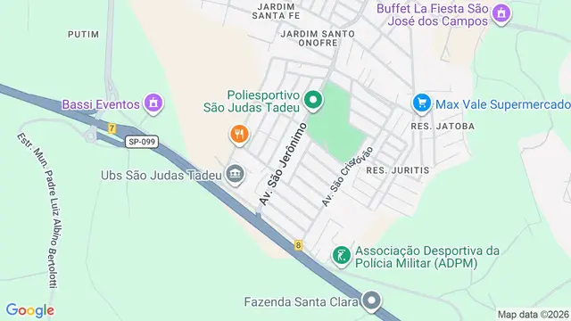 Mapa do bairro Jardim São Judas Tadeu, São José dos Campos - SP