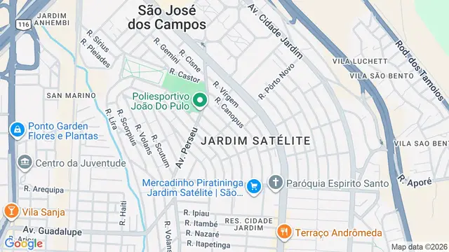 Mapa do bairro Jardim Satélite, São José dos Campos - SP