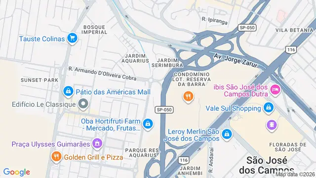 Mapa do bairro Jardim Serimbura, São José dos Campos - SP - Avenida Engenheiro Florestan Fernandes
